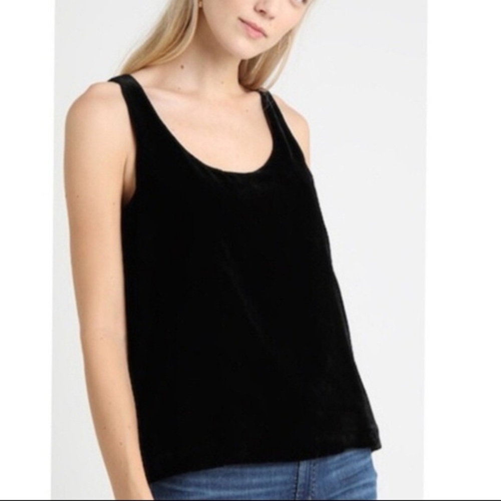 J. Crew Black Velvet Rift Fancy Dressy Sleeveless Tank Blouse Dressy Top